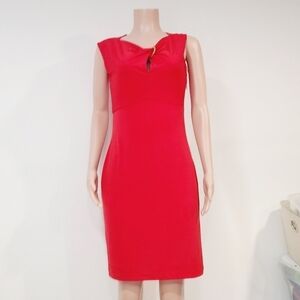 Kelly & Diane Women's Crimson Red Twisted Gold Ring Top Empire Dress Size 10